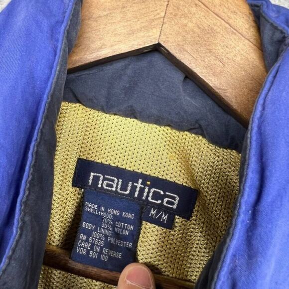 Vintage Nautica Jacket Men's Medium Blue H2000 Sailing Water Resistant Hooded - Picture 6 of 12